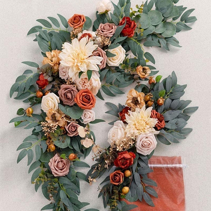 A-031 Hot Sale Sunset Terracotta Artificial  Arch Flower Arrangement Sets for Wedding Ceremony Floral Arch Wedding Decoration