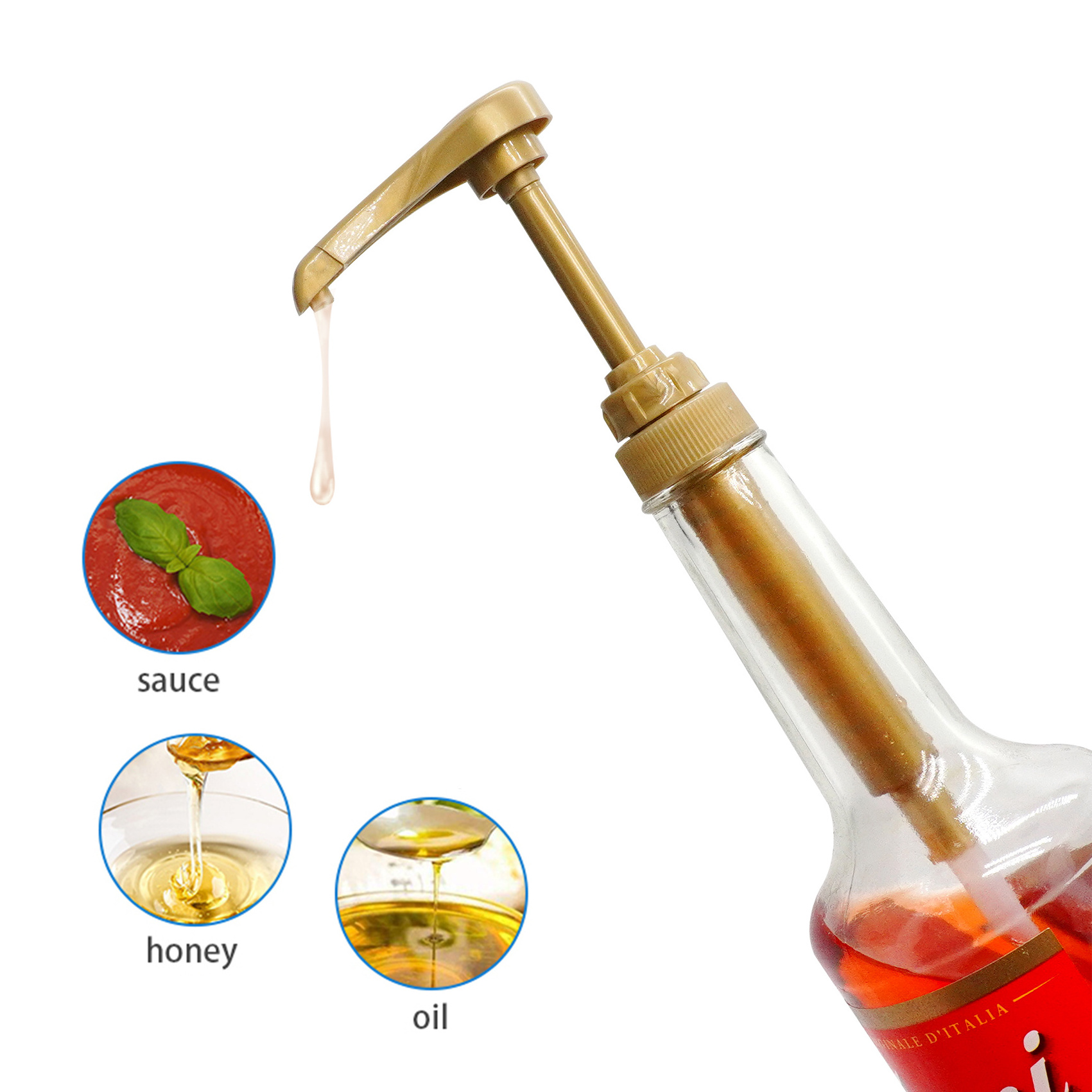 28mm Gold Food Grade Dispenser Coffee Syrup Pump for 750ml Bottle