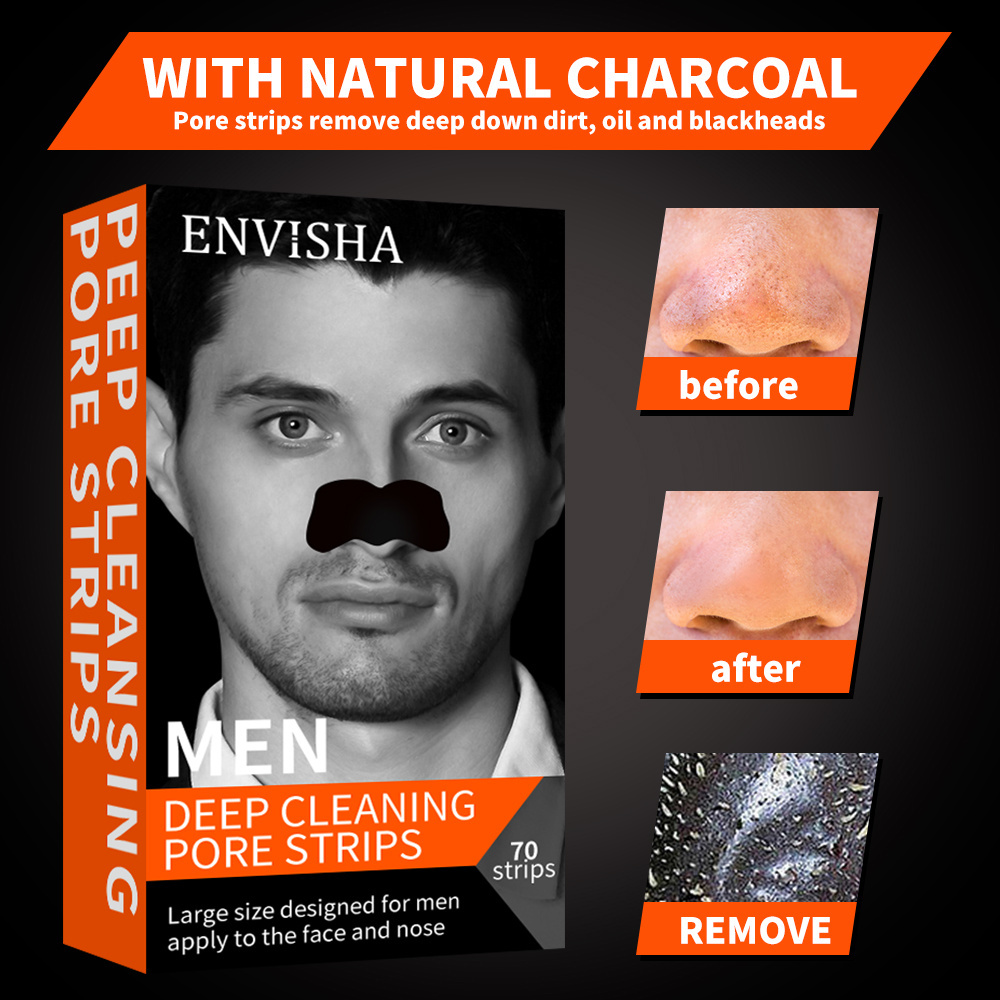 Private Label Deep Cleansing Bamboo Charcoal Men Blackhead Pore Strip Face Nose Pore Blackhead Removal Strips