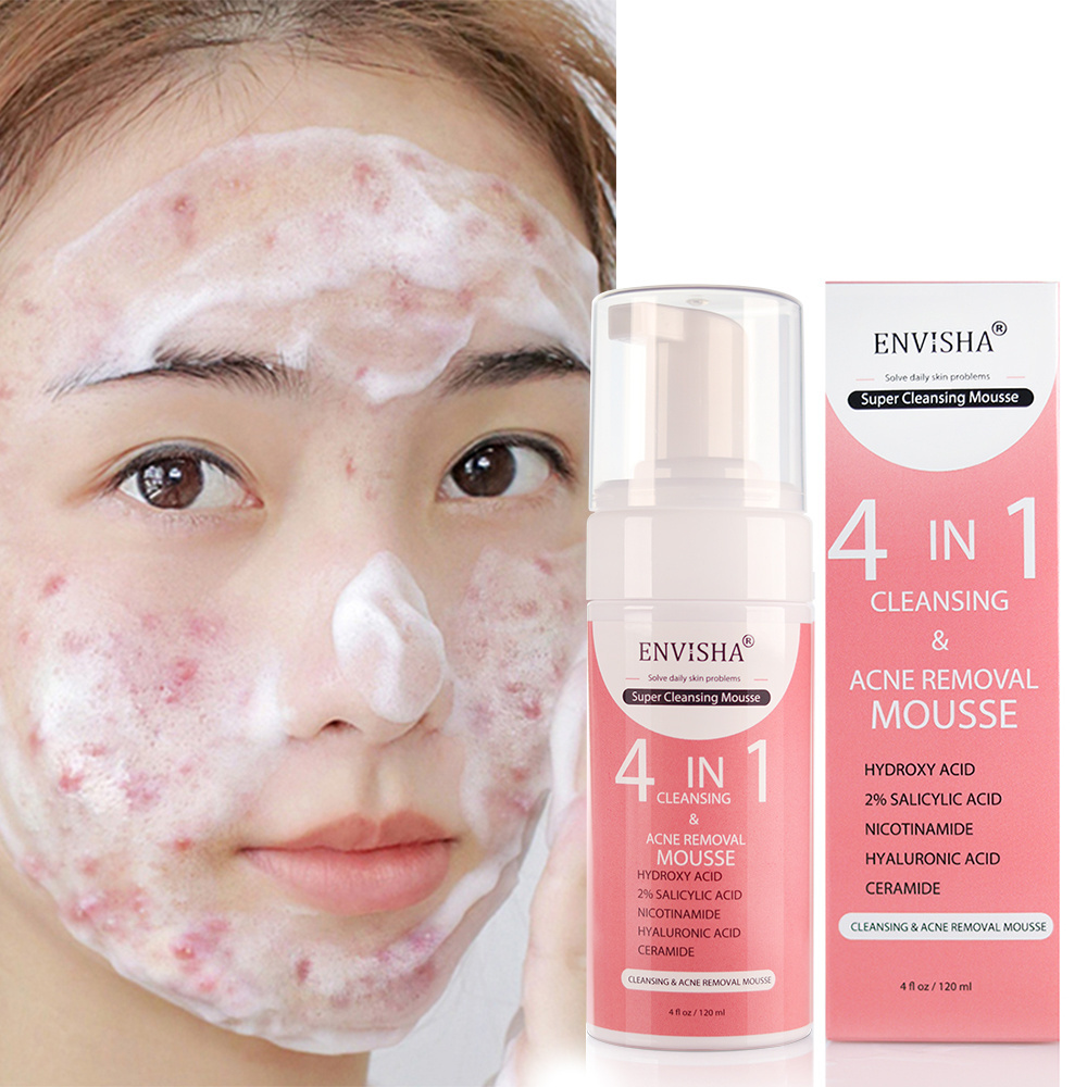 Natural Salicylic Acid Foaming Face Wash Anti Acne Treatment Hydrating Cleansing Milk Mousse Facial Skin Cleanser Whitening