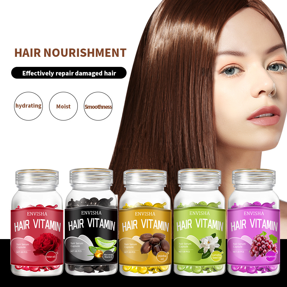 OEM ODM Soft And Silky Hair Care Treatment Oil Keratin Hair Heat Protectant Serum Capsules