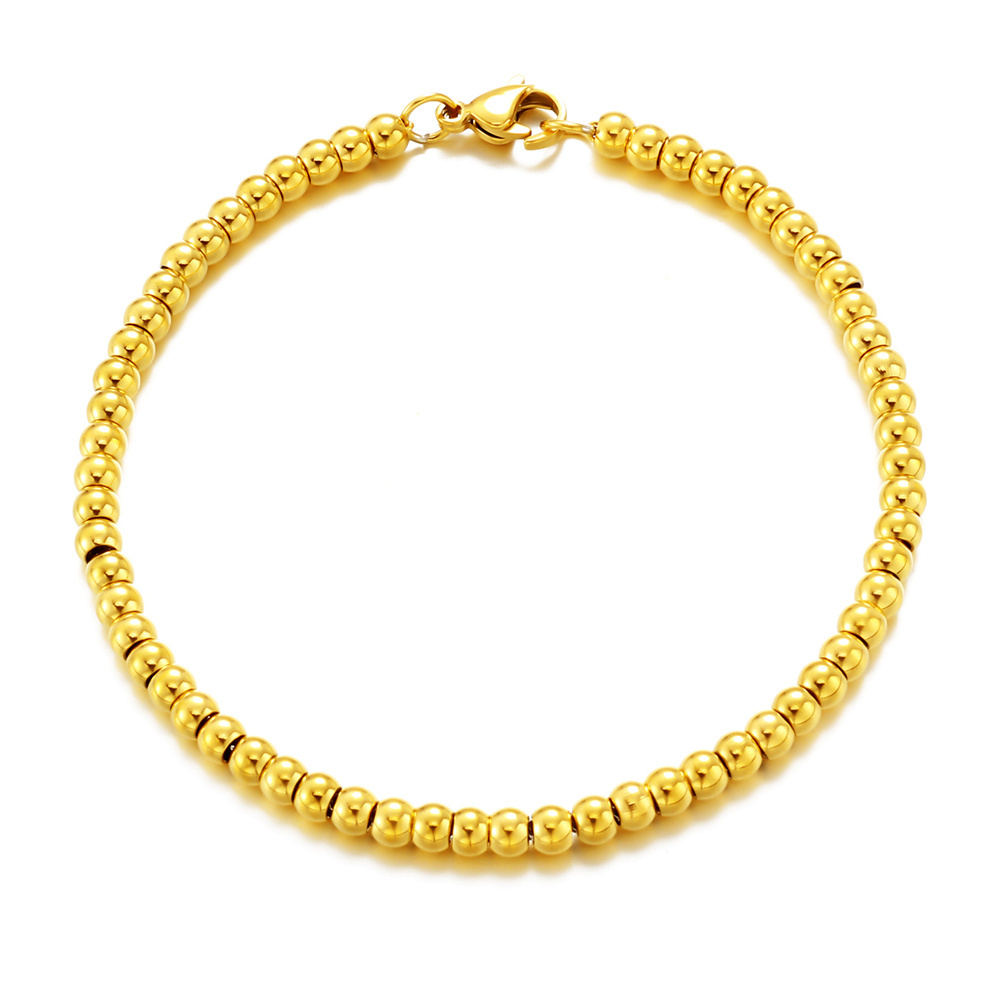 Waterproof Non Tarnish Classic Gold Plated Stainless Steel Round Bead Bracelet Fashion Jewelry Stainless Steel Bracelet