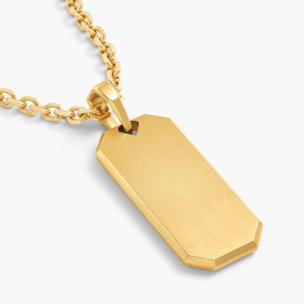 OEM ODM 18k Gold Plated Pendant Matte Finish Stainless Steel Brushed Men Custom Logo Necklace