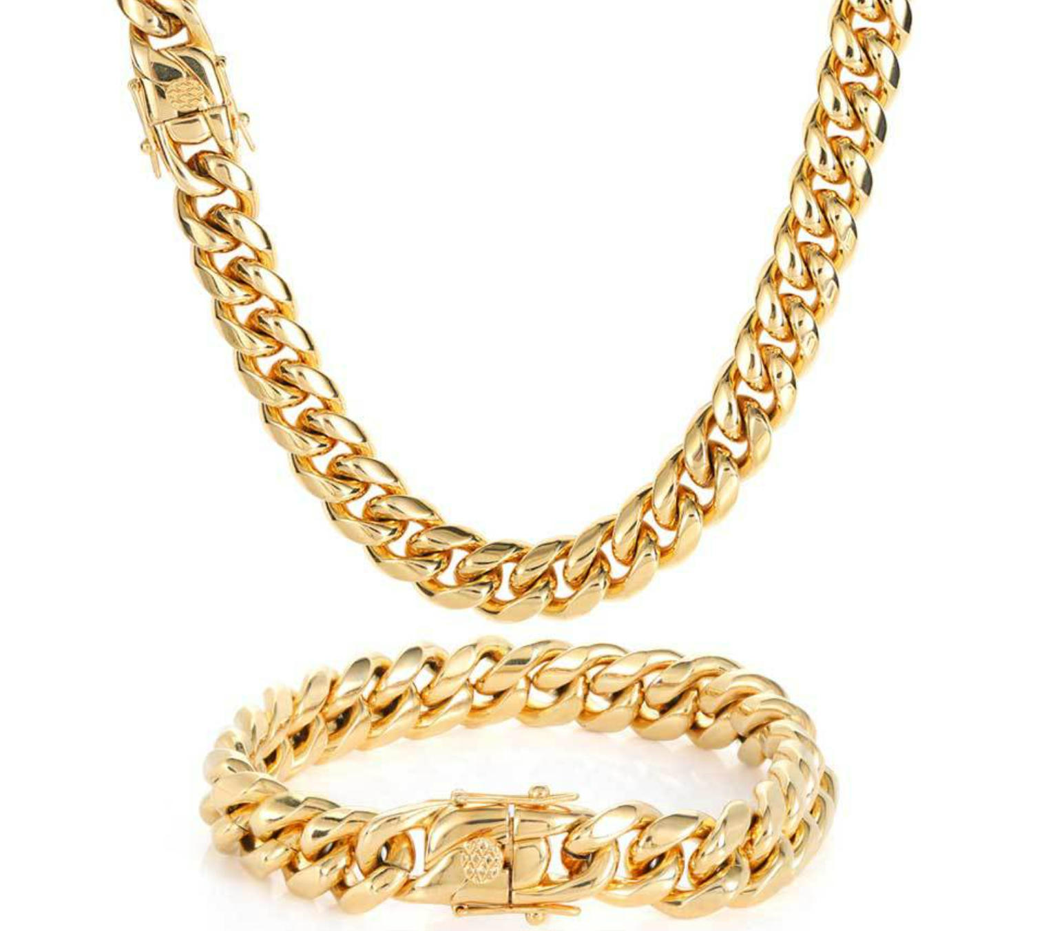 Wholesale Men Stainless Steel Monaco Necklace Hip Hop Gold Plated Miami Curb Cuban Link Chain for Men