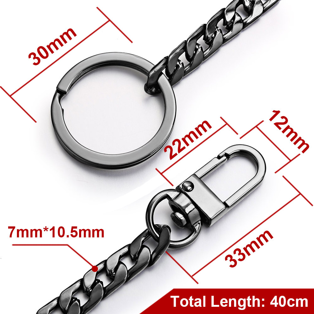 40cm Stainless Steel Wallet Belt Chain Trousers Hipster Pants Keychain For Men