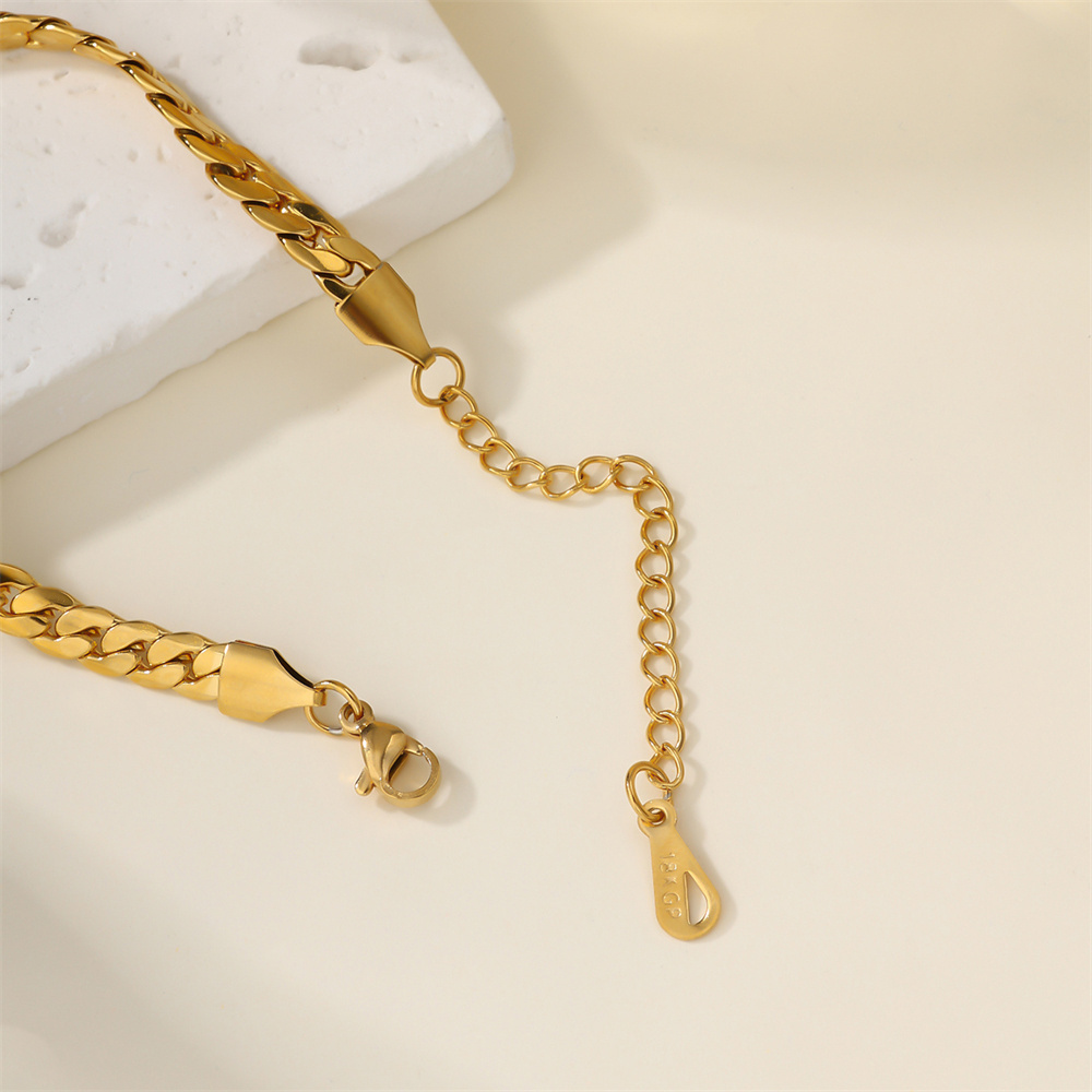 Simple Gold Stainless Steel Classic Cuban Chain Bracelet Waterproof Fashion Jewelry Stainless Steel Bracelet