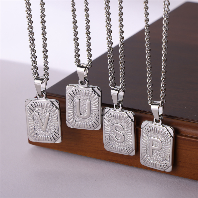 Stainless Steel Tarnish Free Initial Pendant Necklace Letter A To Z Necklace