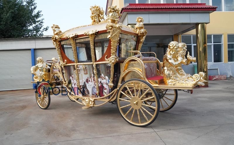 Hot sale wedding horse cart wheel heavy duty luxury royla horse carriage trailer cheap cinderella horse cart for sale