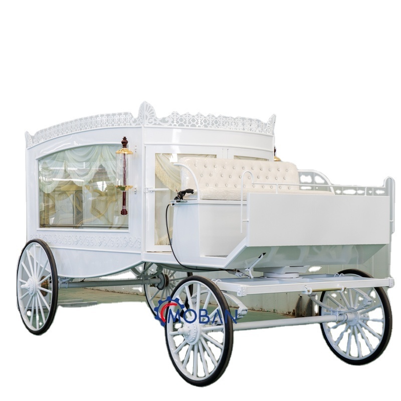 Modern Funeral Horse Drawn Carriage White Horse Hearse For Sale