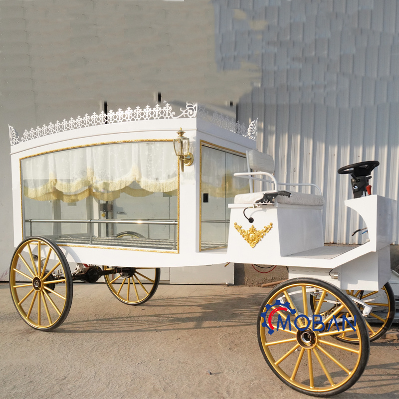 Modern Funeral Horse Drawn Carriage White Horse Hearse For Sale