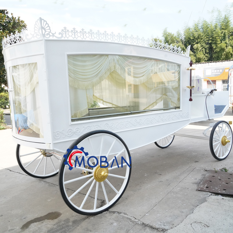 Modern Funeral Horse Drawn Carriage White Horse Hearse For Sale