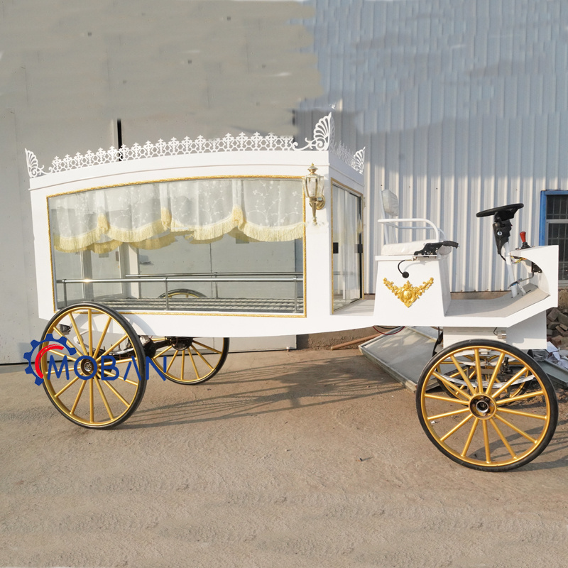 Modern Funeral Horse Drawn Carriage White Horse Hearse For Sale