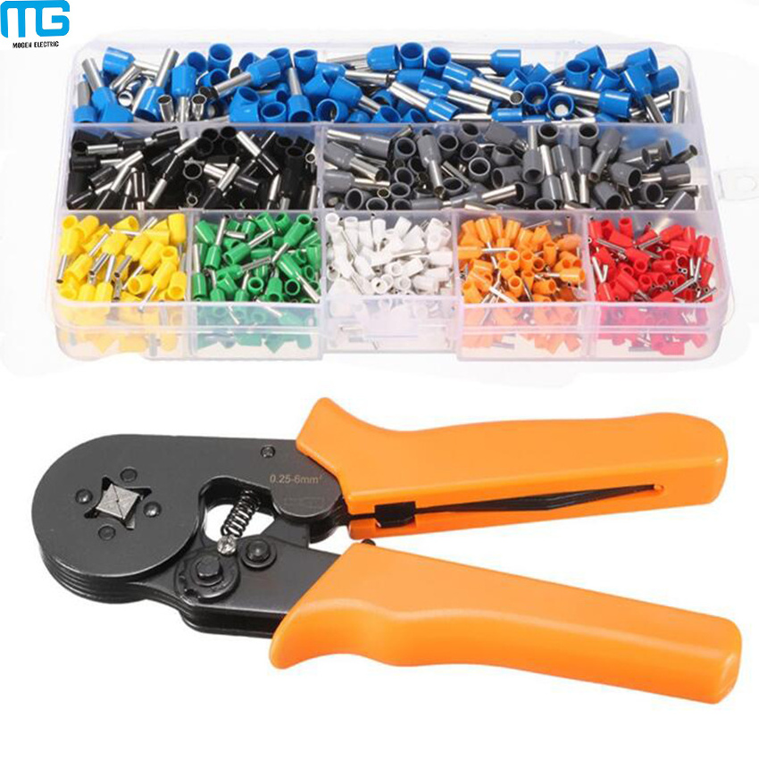 1200pcs Insulated  single Pin cord end wire terminals  with crimping tools