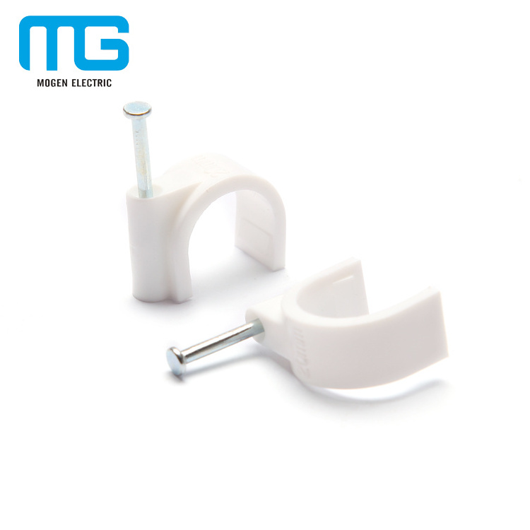 Electrical Wiring Accessories Flat Nail Clip Round Plastic Wall Cable Wire Clips cable staple