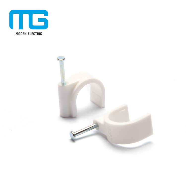 Electrical Wiring Accessories Flat Nail Clip Round Plastic Wall Cable Wire Clips cable staple