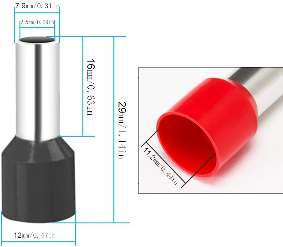 4AWG Gauge bootlace Ferrule Connectors cable  End Terminal Insulated Ferrule copper tube terminals