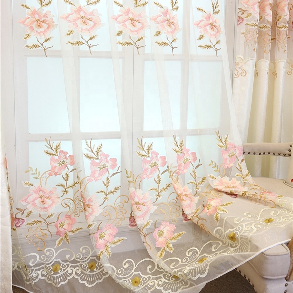 High quality elegant white luxury turkish jacquard embroidered living room curtains with grommet