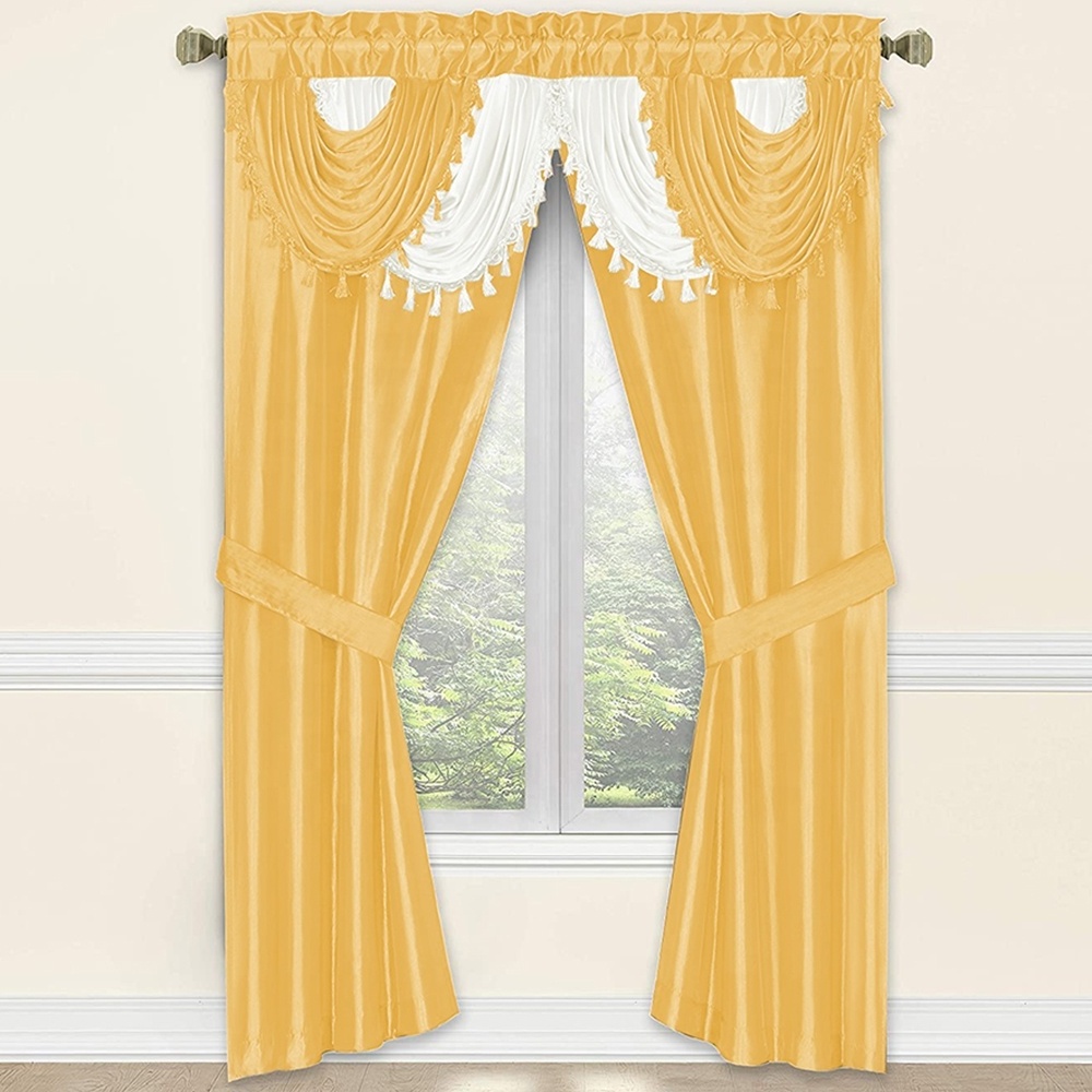 New modern design curtain luxury European valance style ready made gold curtains for the living room bedroom