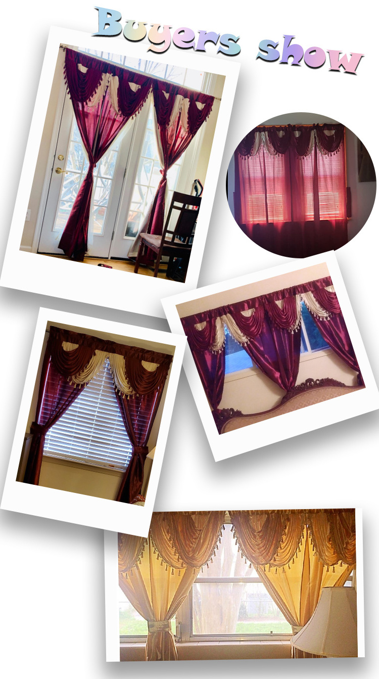 New modern design curtain luxury European valance style ready made gold curtains for the living room bedroom