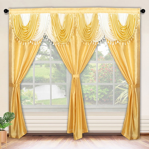 New modern design curtain luxury European valance style ready made gold curtains for the living room bedroom