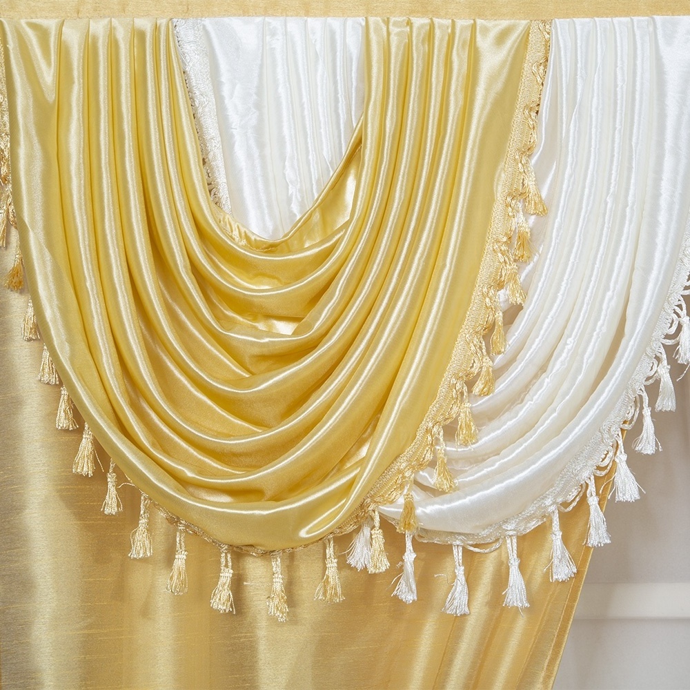 New modern design curtain luxury European valance style ready made gold curtains for the living room bedroom