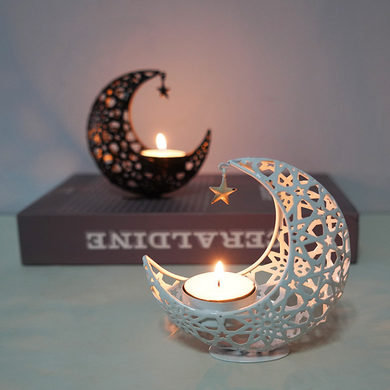 Eid Mubarak Moon Candlestick Middle East Festival Decorative Arrangement Arab Lantern Candle Lantern Wind Lantern