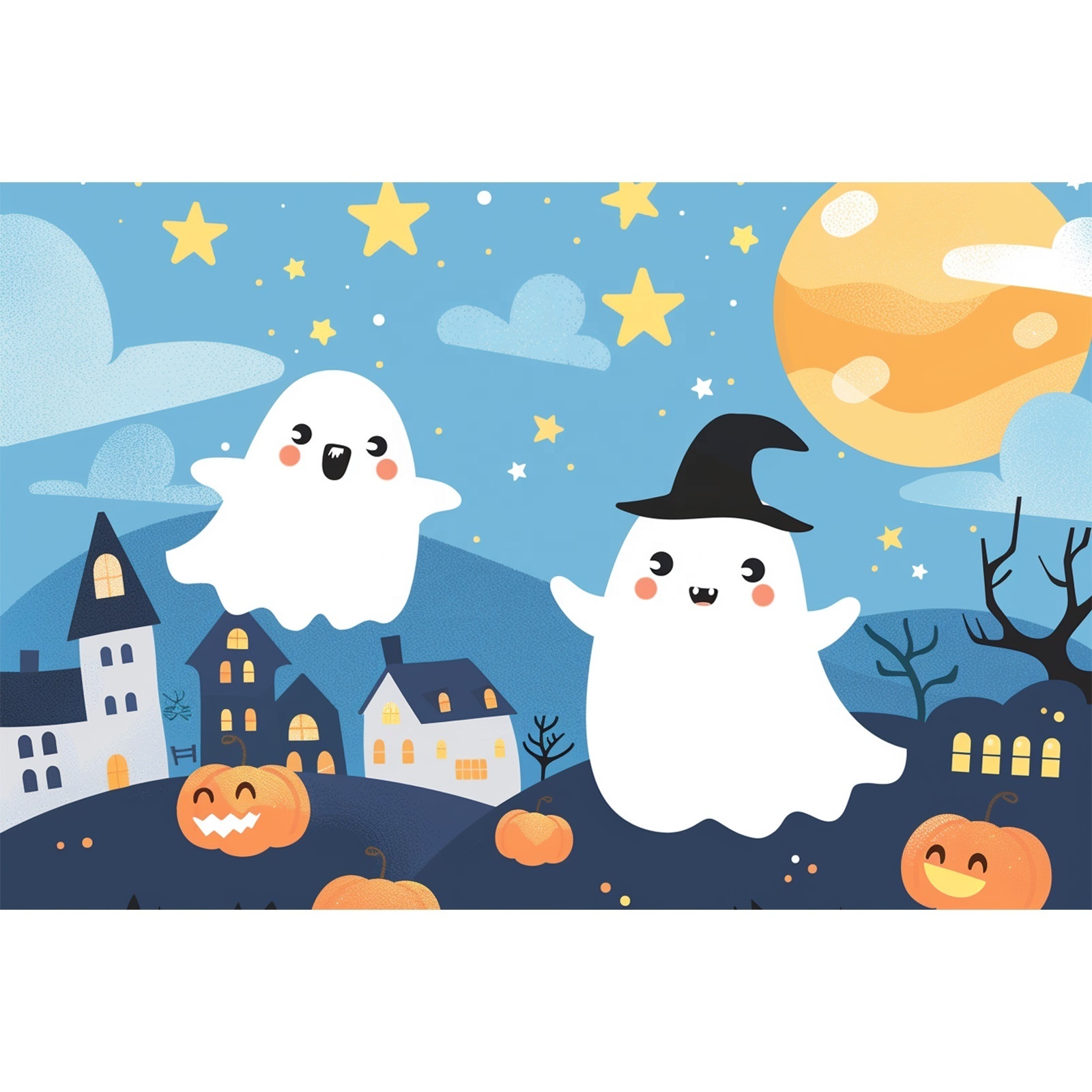 MOQ 1 PC ghost Pumpkin  Children's Halloween Ka Ai version of Halloween photography backdrop