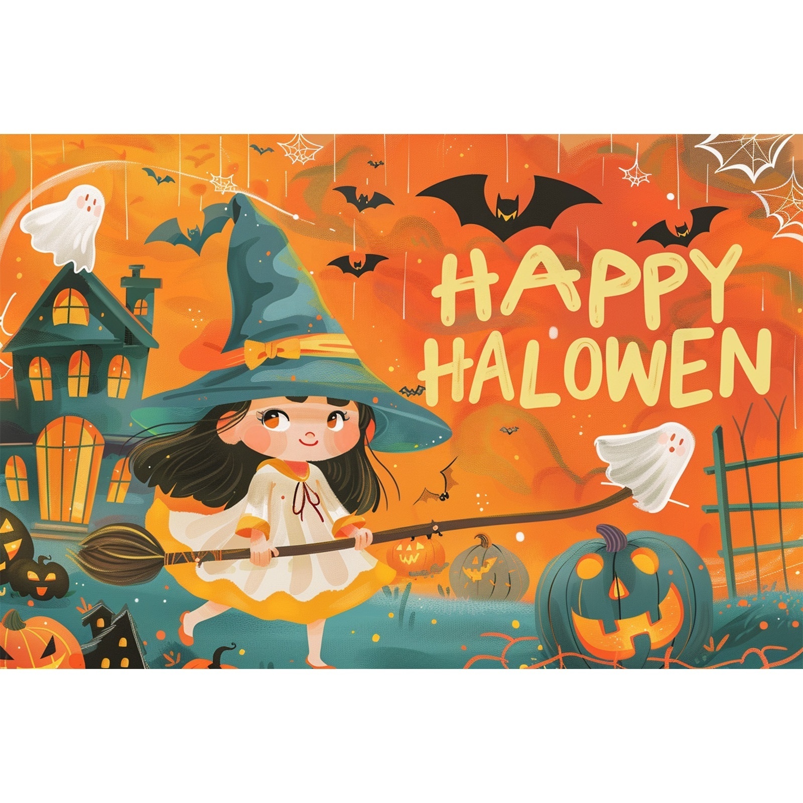 MOQ 1 PC ghost Pumpkin  Children's Halloween Ka Ai version of Halloween photography backdrop