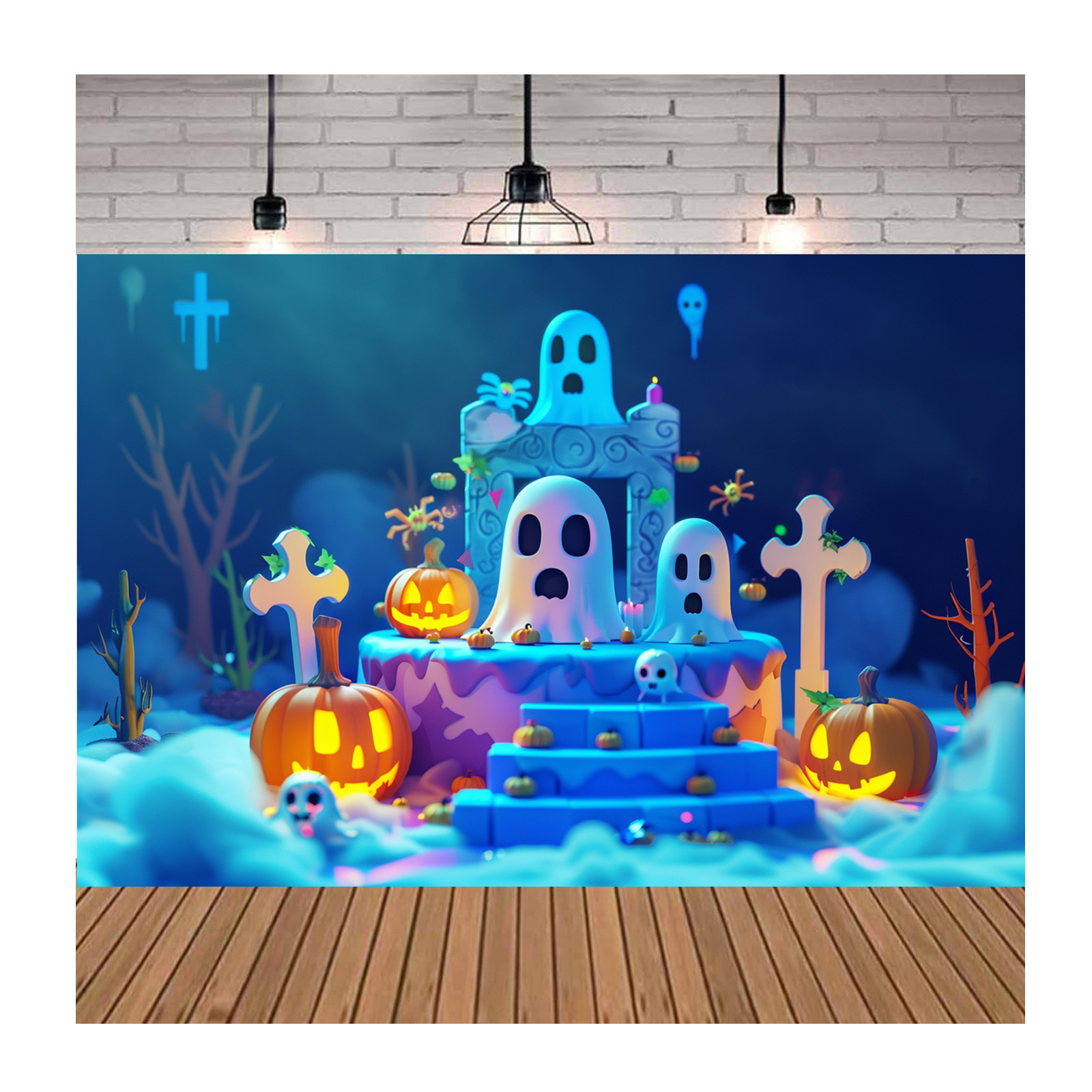 1 PC 100 * 150 cm cartoon witch cute ghost Children Ka Ai version of Halloween photography backdrop