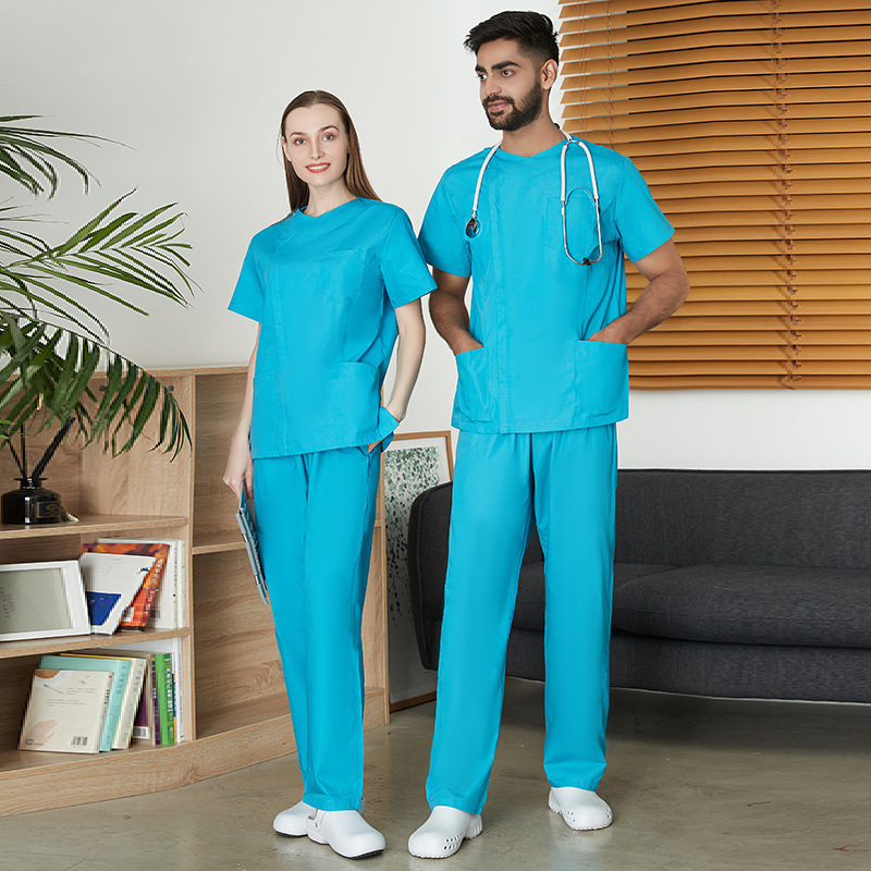 Best selling Product Hospital Nurse Surgical Scrubs Uniform Sets Navy Blue Polyester Cotton Scrub Women and Men Spa and Dentales