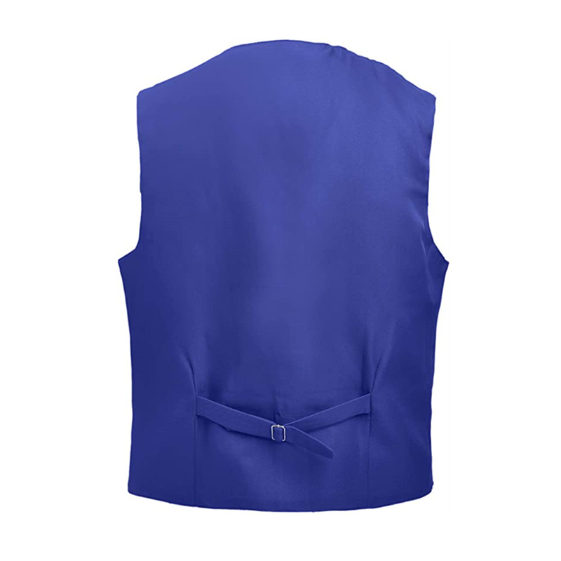 Blue Waiter Uniform Unisex Button Vest for Supermarket Clerk & Volunteer Work Waistcoat Men Uniform