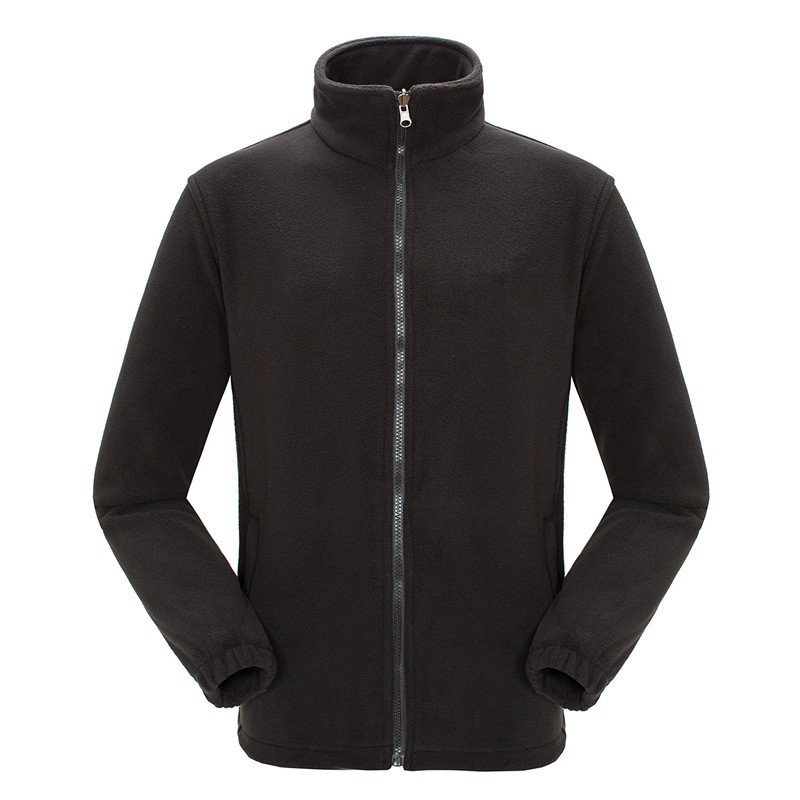 Wholesale Thick Zip Men Winter Jackets Custom double fleece Soft Shell Jackets Fleece Jacket Without Hood