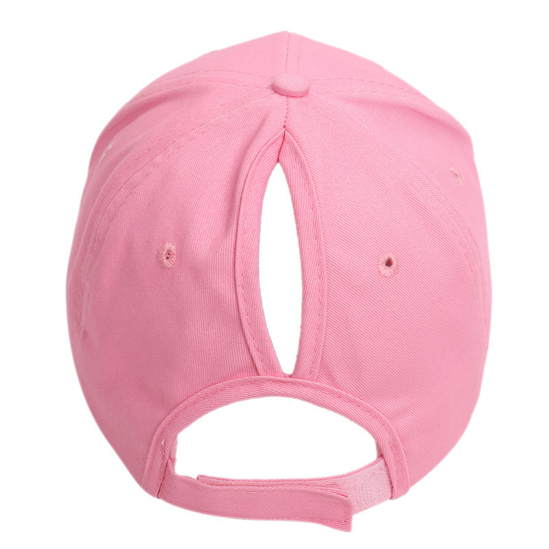 back opening ponytail cap pure cotton sports hat round top rolled brim baseball hat