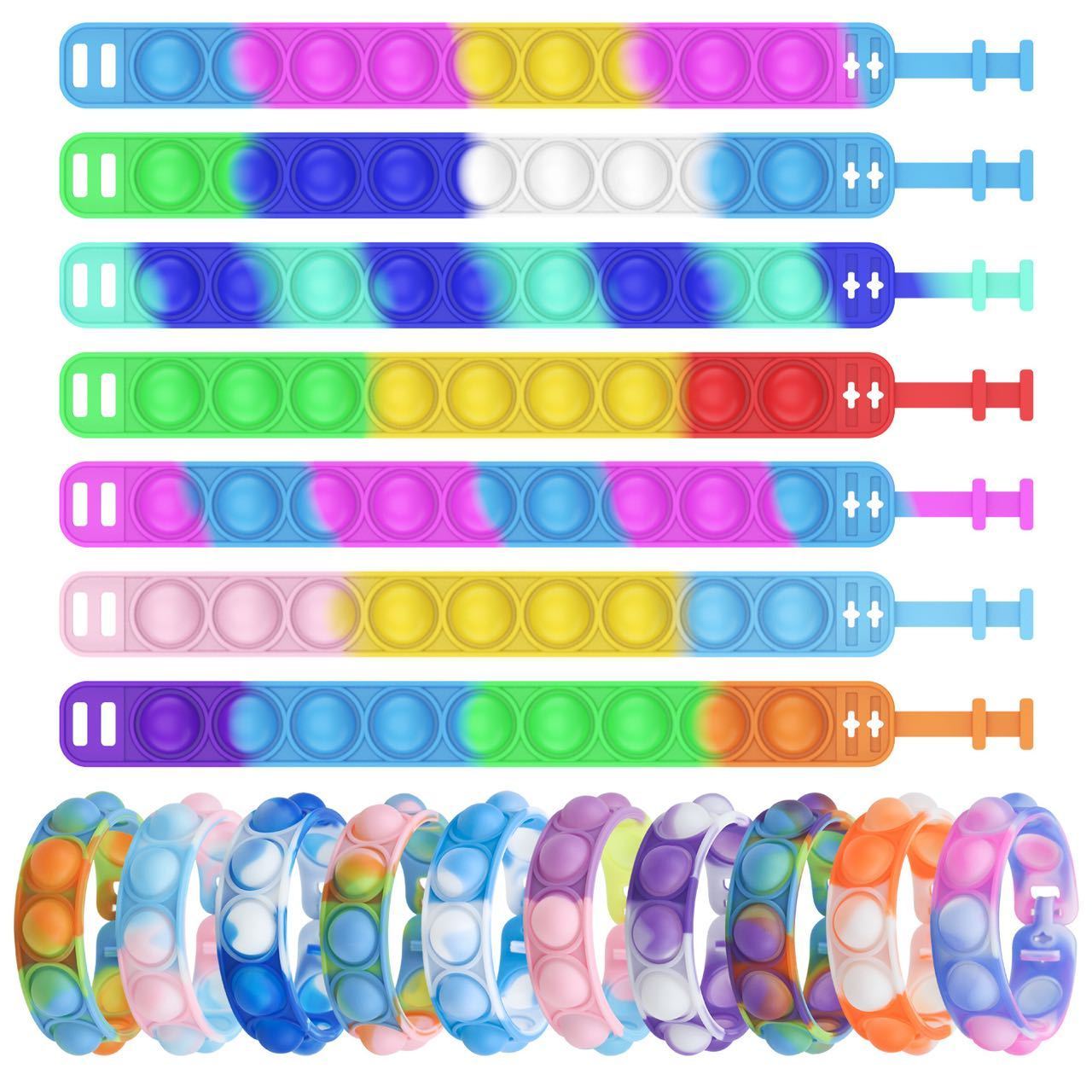 Pop On Bubble Sensory Fidget Bracelet Toy Stress Relief Push Durable Finger Silicone Kids Hand Fidget Bracelet Toy