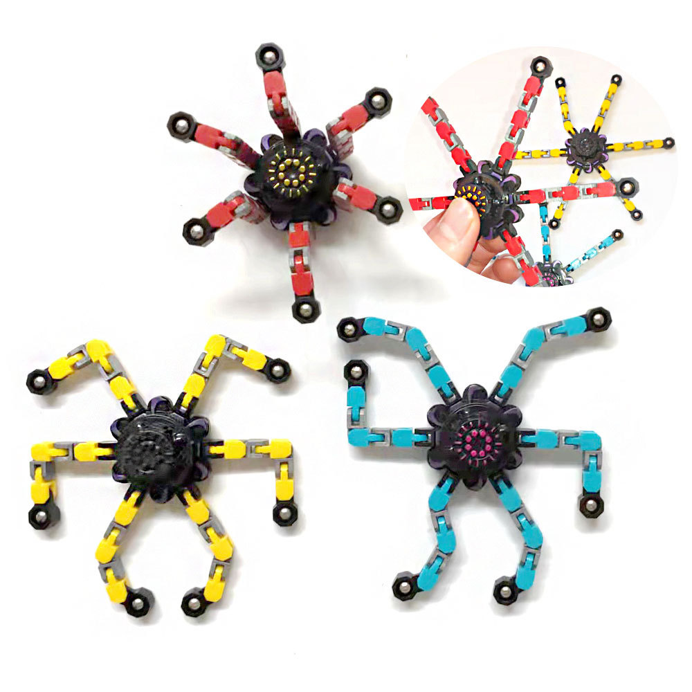 Great Service Kids Handheld Metal Transformable Fidget Tri Spinner 3D Gyro Chain Toys Wacky Track Anti Stress Spinner Fidget