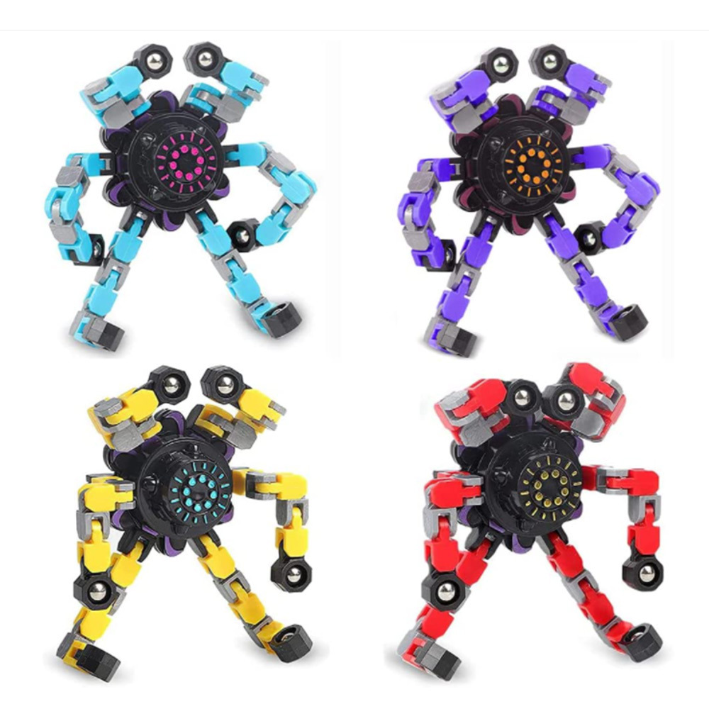 Great Service Kids Handheld Metal Transformable Fidget Tri Spinner 3D Gyro Chain Toys Wacky Track Anti Stress Spinner Fidget