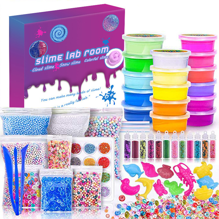 hot colorful slime lab ocean fruit accessoires toys kit kids playdough tools crystal slime set