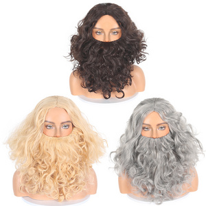 Christmas role-playing beard set, Christmas wig beard holiday prop set, making Christmas wigs and beard decoration wig set