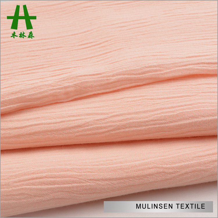 Mulinsen Textile Hot Sale Air Jet Woven Solid Color Viscose 30s*24s Crinkle Rayon Crepe Fabric