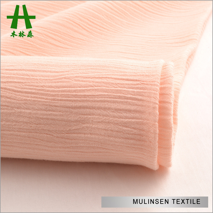 Mulinsen Textile Hot Sale Air Jet Woven Solid Color Viscose 30s*24s Crinkle Rayon Crepe Fabric