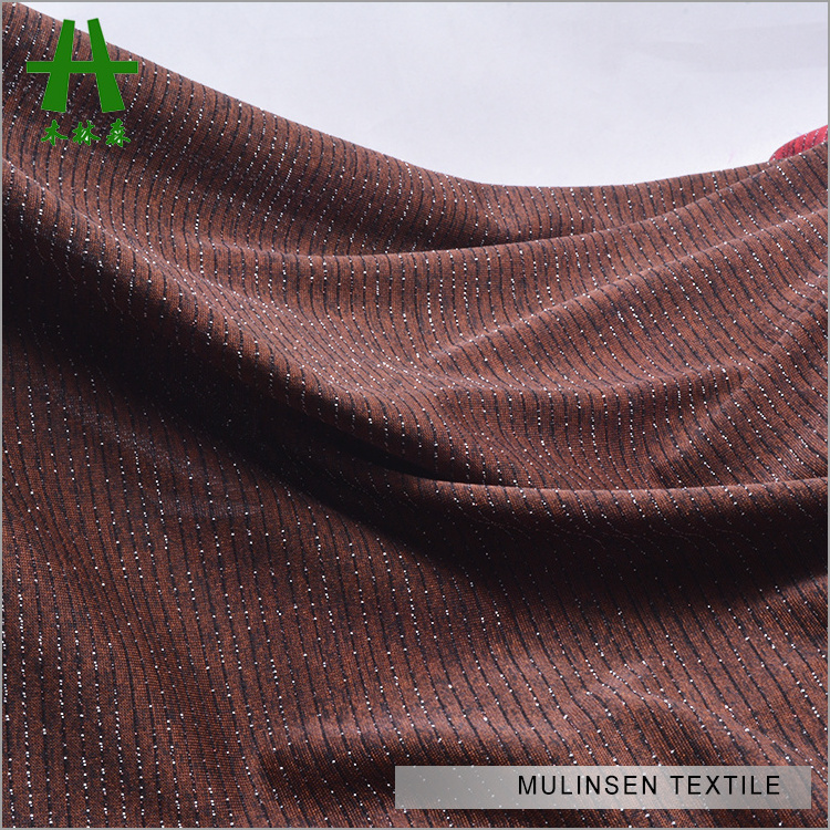 Mulinsen Textile Knitting Plain Dyed Polyester Spandex Shinny FDY Silver Fiber Fabric