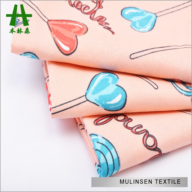 Mulinsen Textile High Quality 100% Polyester Twill Floral Printed Peach Skin Fabric