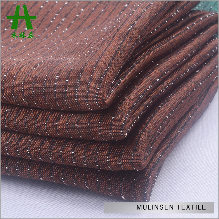 Mulinsen Textile Knitting Plain Dyed Polyester Spandex Shinny FDY Silver Fiber Fabric