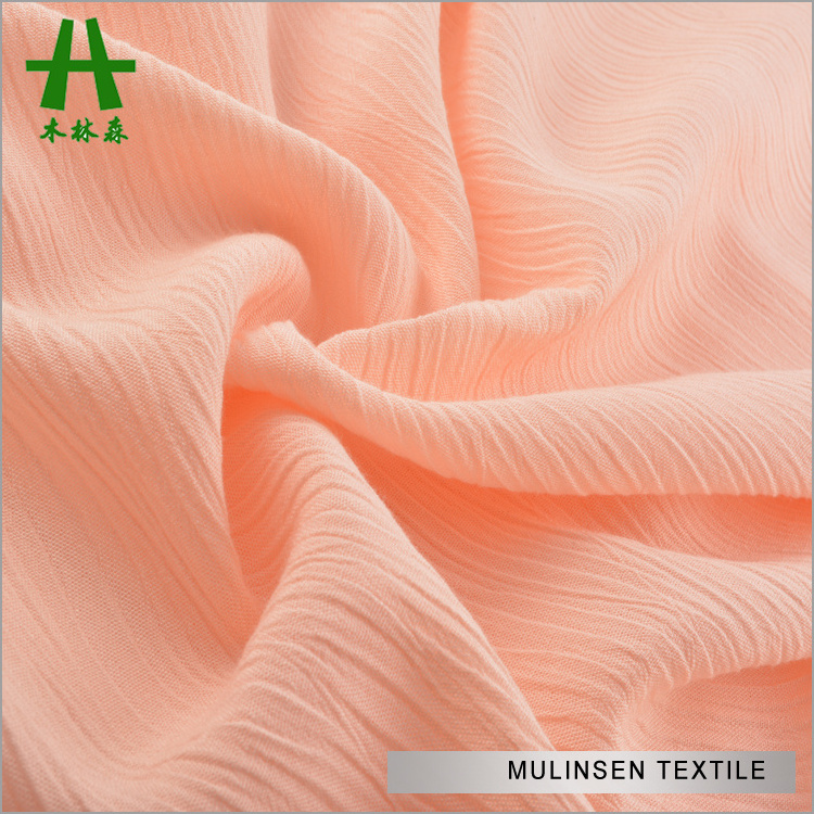 Mulinsen Textile Hot Sale Air Jet Woven Solid Color Viscose 30s*24s Crinkle Rayon Crepe Fabric