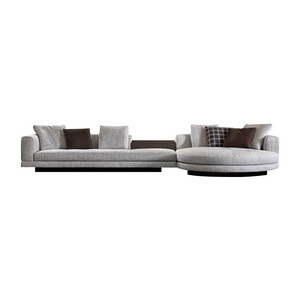 Luxury Modern Sectional Sofa Set Living Room Sofas 7 12 Seater Couch Italian Upholstered Fabric Sofa  Grey Linen Couches