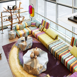 Best-Seller Multi Color L-shaped Fabric Sectional Sofa Customizable Floor Living Room Canape Roche Bobois Divano Mah Jong Sofa