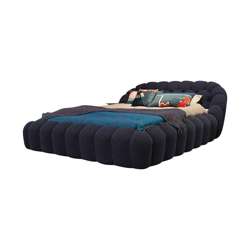 Italian Design King Size Fabric Bed Frame BUBBLE BED Bedroom Furniture Navy Blue Modern Bedroom Sets King Size Up-holstered Bed