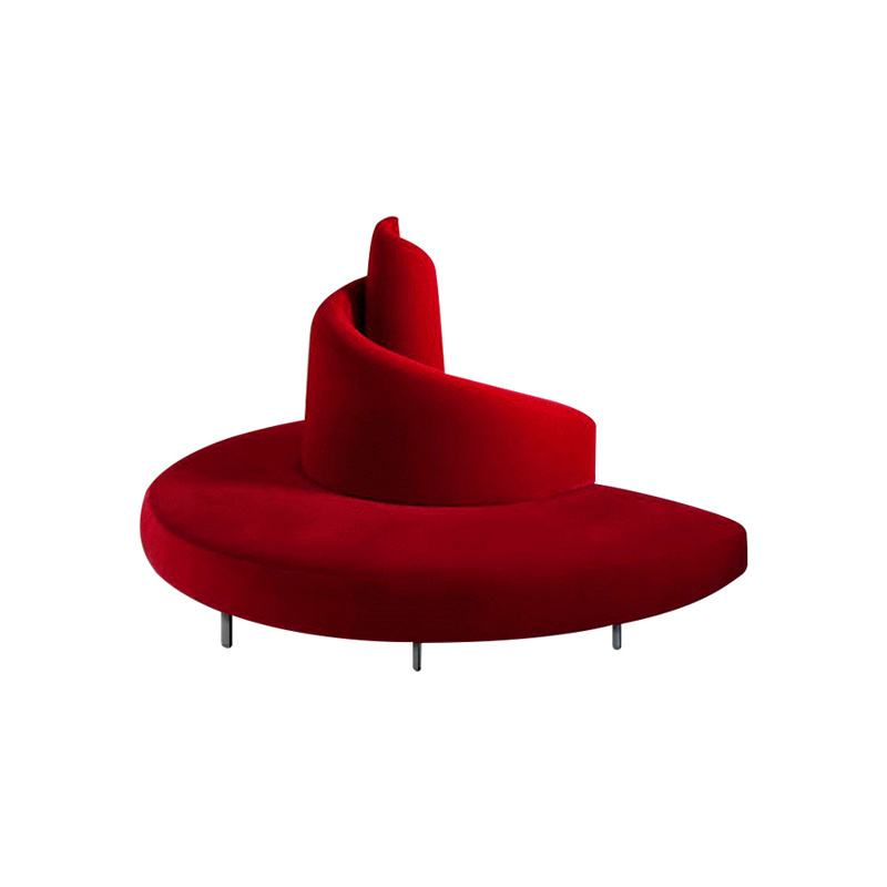 Best-Seller Velvet Fabric Spiral Couch Living Room Furniture Round Sofa Modern Upholstery Circular Sofa Vintage Red Tatlin Sofa