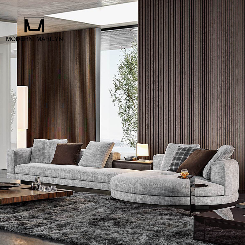 Luxury Modern Sectional Sofa Set Living Room Sofas 7 12 Seater Couch Italian Upholstered Fabric Sofa  Grey Linen Couches