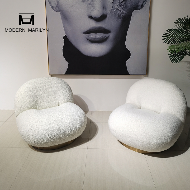 Nordic Style Teddy Velvet Accent Chair Hotel Yasite Fancy White Design Living Room Furniture Gubi Pacha Lounge Chair